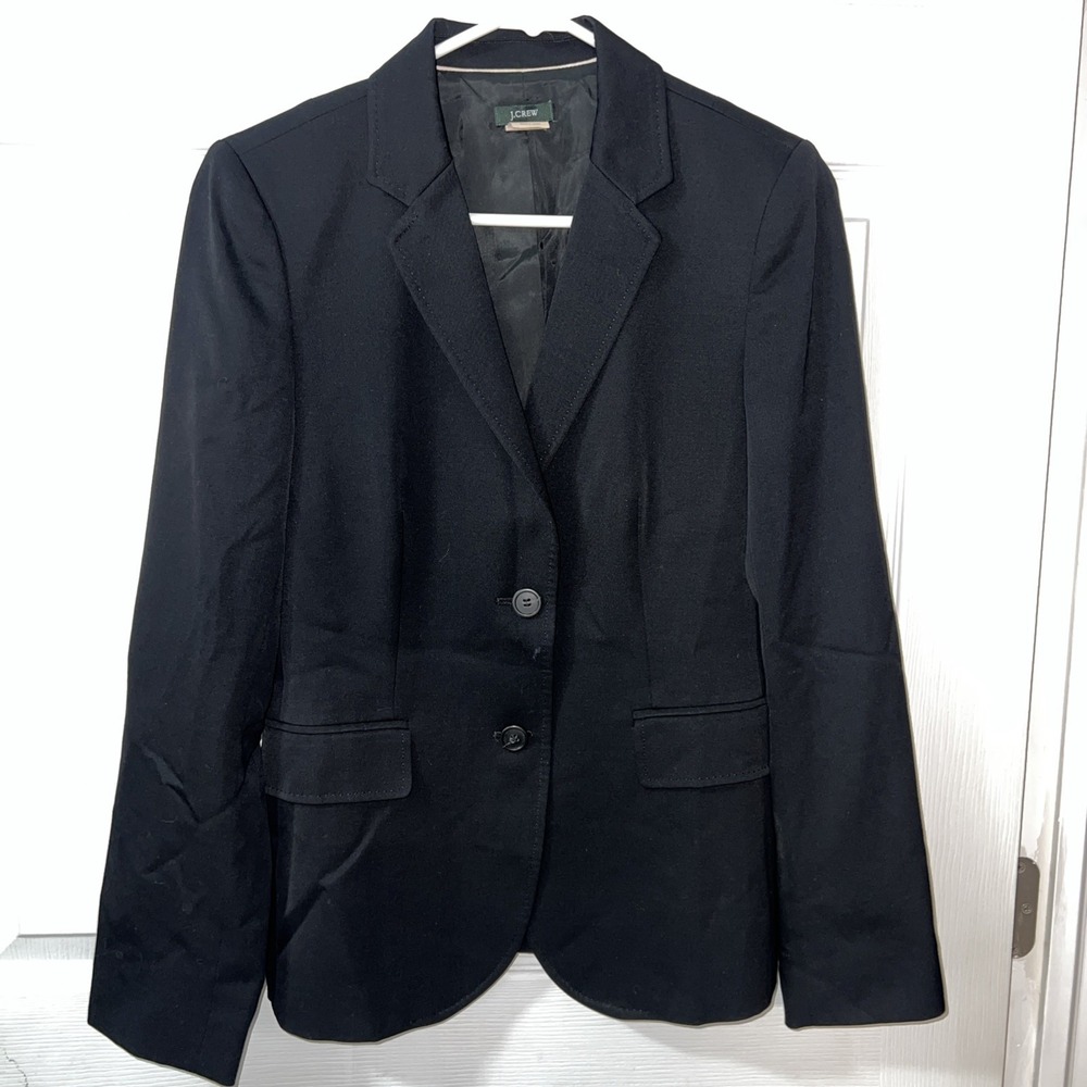 J Crew Super 120s Size 4 Small Black WOOL Academia Workwear Preppy Blazer